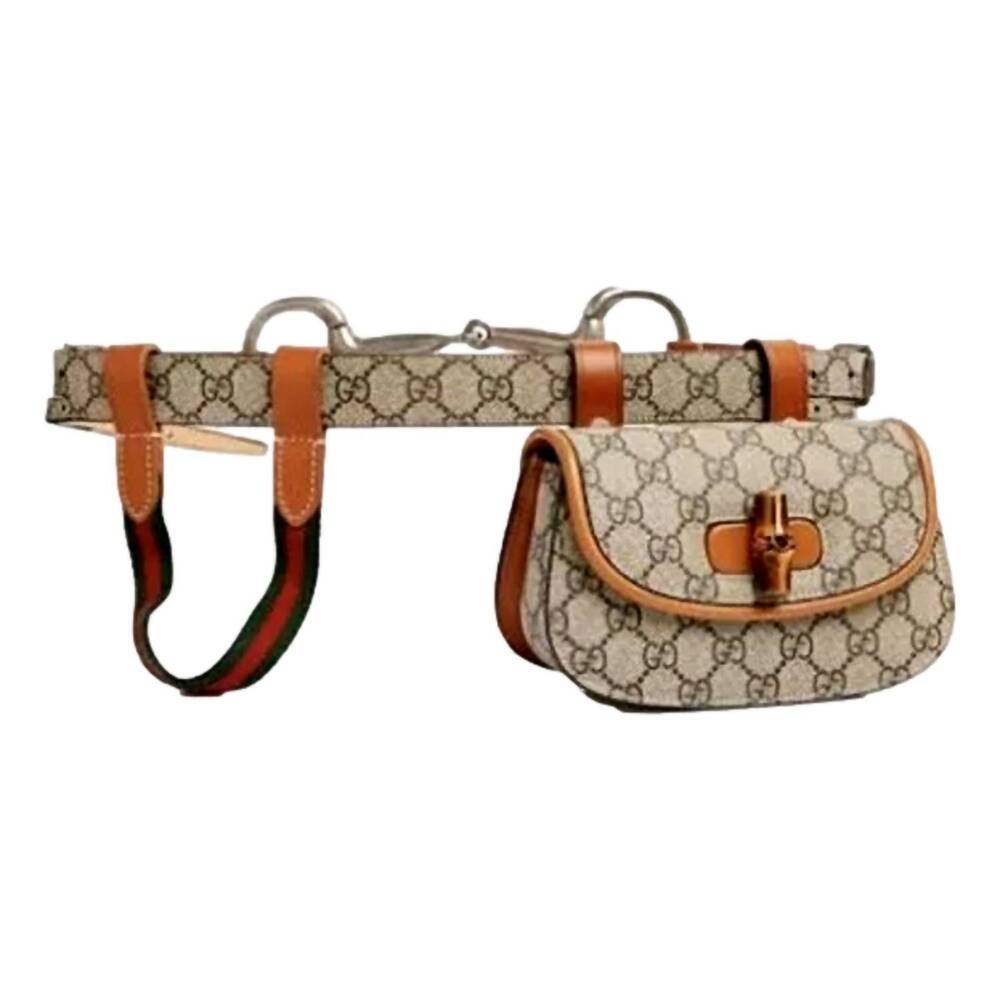 NEW GUCCI women's supreme bamboo 1947 mini belt bag in beige monogram canvas - Picture 2 of 7